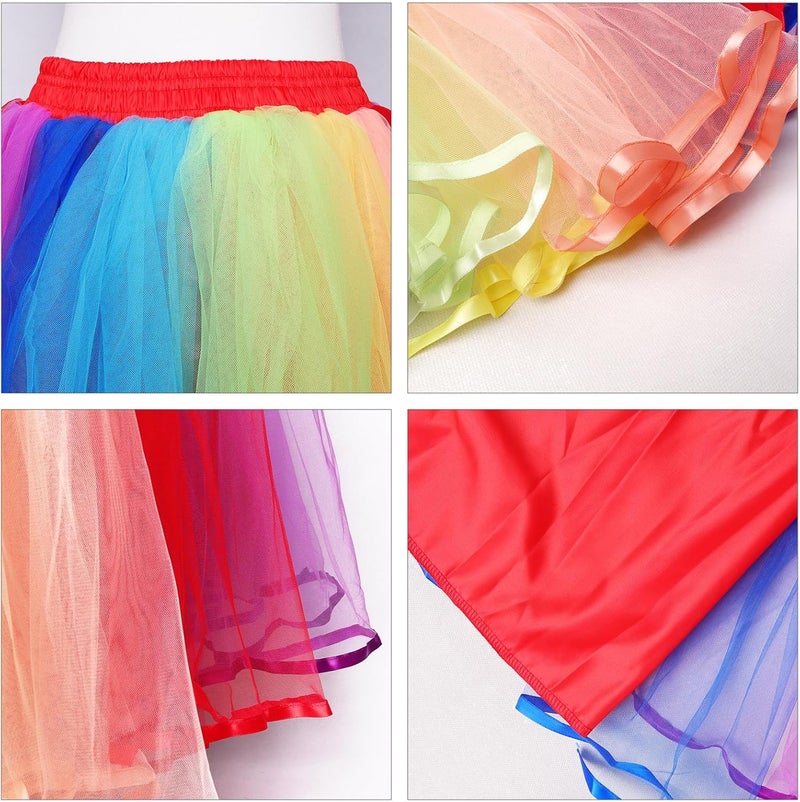 Gvhntk Womens Rainbow Tutus Skirt Colorful Layered Tulle Dress Girls Skirts for Adults Halloween Cosplay Tutus - Image 3